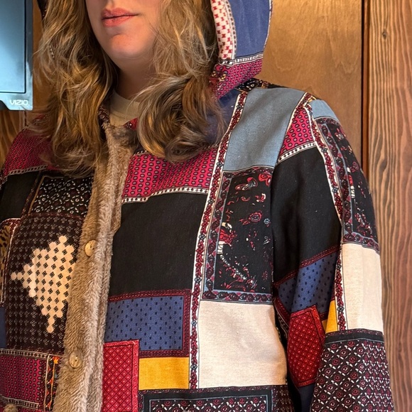 Colorful Patchwork Women's Jacket no label Sz L - Picture 4 of 4